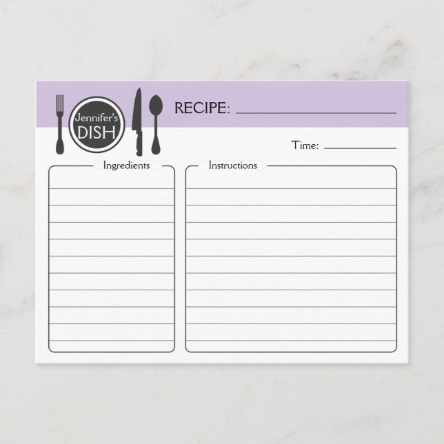 Personalised Bridal Shower Recipe Card (Front)