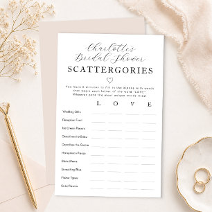 Personalised Bridal Shower Scattergories Game