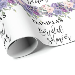 Personalised Bridal shower Violet Floral  Wrapping Paper