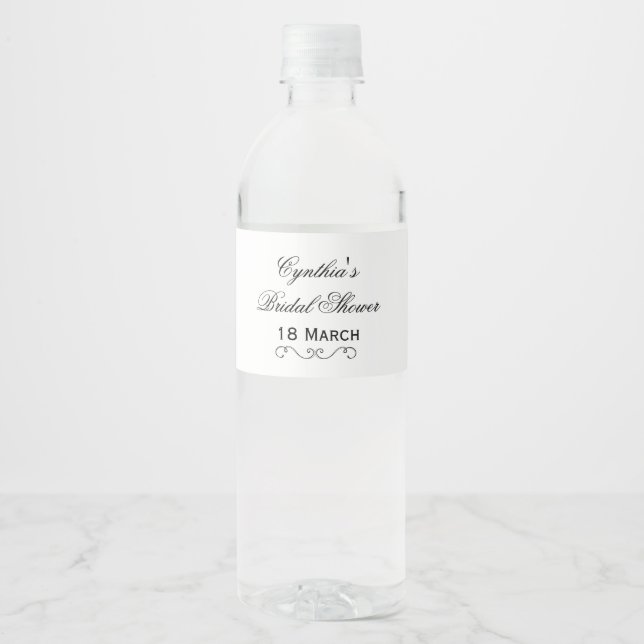 Personalised Bridal Shower Water Bottle Wrapper Label (Front)