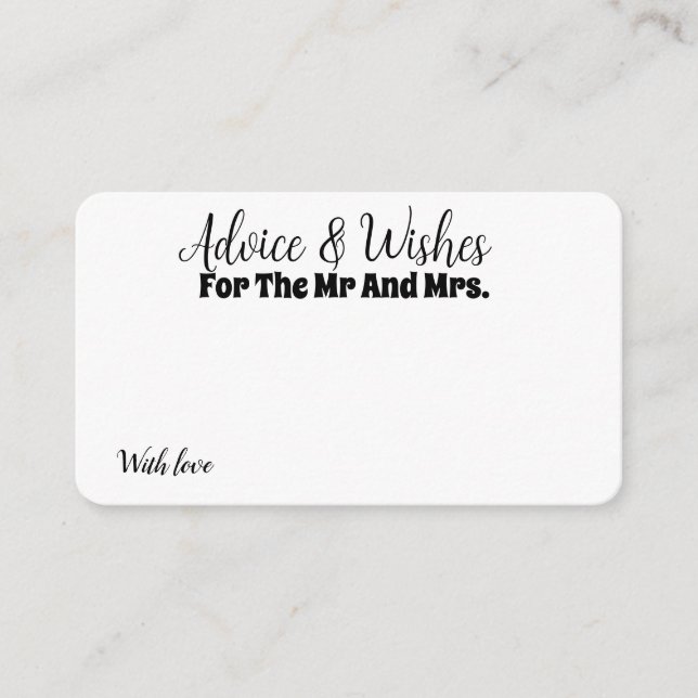 Personalised Bride And Groom Advice Wishes  Enclosure Card (Front)