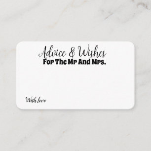 Personalised Bride And Groom Advice Wishes  Enclosure Card