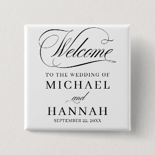 Personalised Bride and Groom Name Favour 15 Cm Square Badge