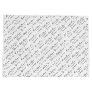 Personalised Bride and Groom Names Silver, White Large Gift Bag
