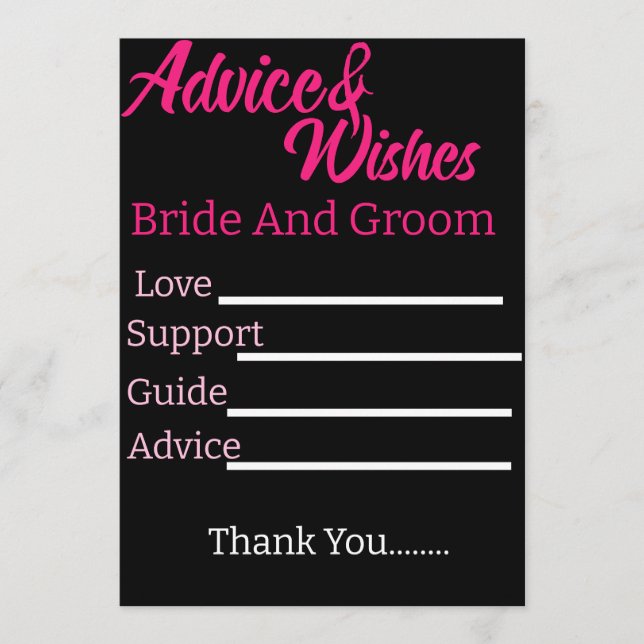 Personalised Bride And Groom Wedding Advice Card's Card (Front)