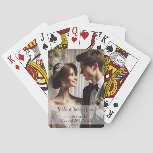 Personalised Bride and Groom Wedding Photo Playing Cards (Back)