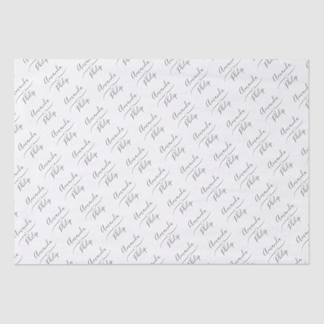 Personalised Bride and Groom White  Tissue Paper (Front)