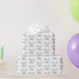Personalised Bride and Groom White Wedding Wrapping Paper