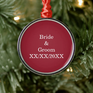 Personalised Bride and Groom with Date Metal Ornament