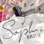 Personalised Bride  Beach Towel<br><div class="desc">Welcome to our collection of personalised bride products on Zazzle! Here,  we specialise in creating unique and customisable items to celebrate the journey of becoming a bride. Whether you're planning your dream wedding or looking for the perfect bridal shower gifts,  we've got you covered.</div>