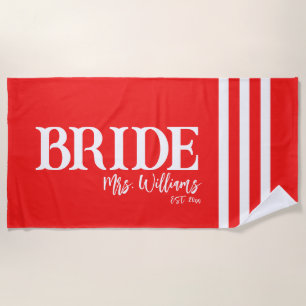 Personalised Bride Beach Towel, Custom Bridesmaid Towel