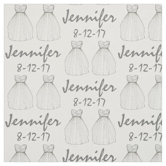 Personalised Bride Bridal Shower Wedding Gown Fabric (Swatch)