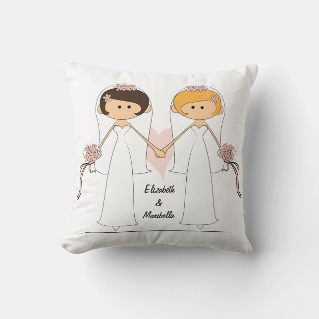 Personalised Bride & Bride Pillow (Front)