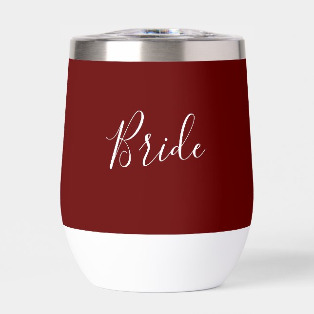 Personalised Bride Burgundy Script Simple Wedding (Front)
