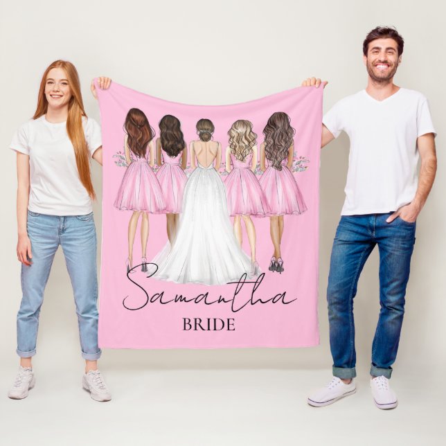 Personalised Bride Custom Name Gift Fleece Blanket (In Situ)