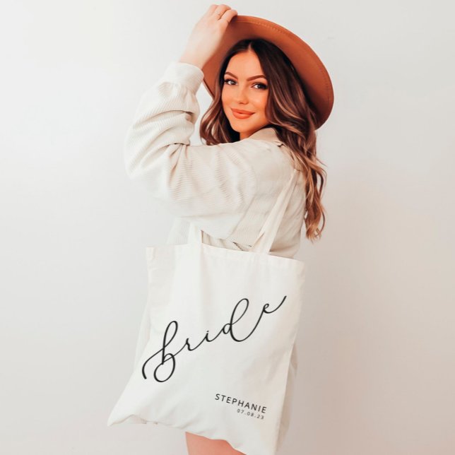 Personalised Bride Cute Script Tote Bag (Creator Uploaded)