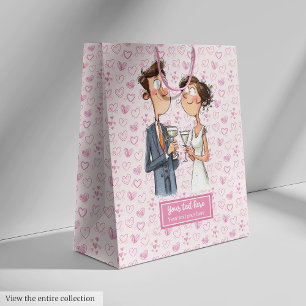 Personalised Bride Groom Gift Bag Funny Cartoon