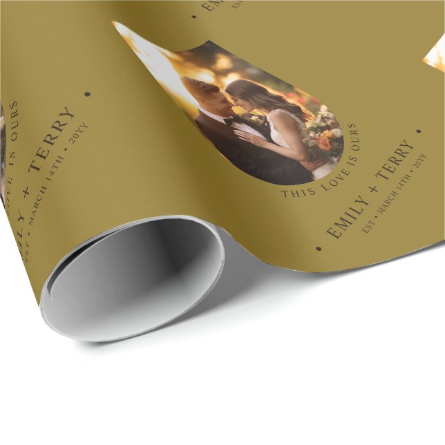 Personalised Bride & Groom Names Wedding Photo Wrapping Paper (Roll Corner)