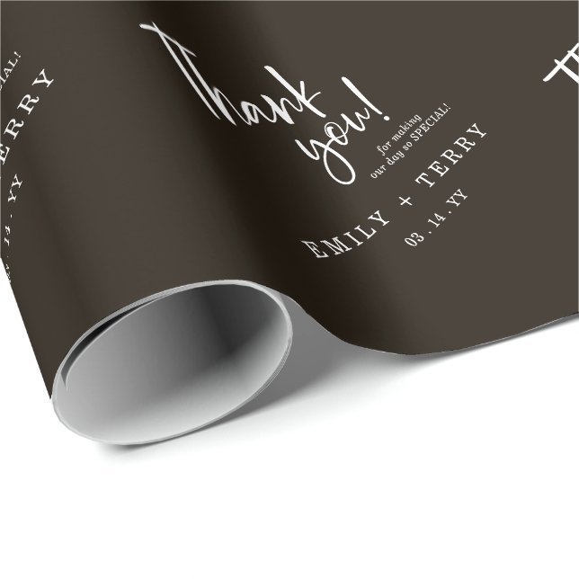 Personalised Bride & Groom Names Wedding Thank You Wrapping Paper (Roll Corner)