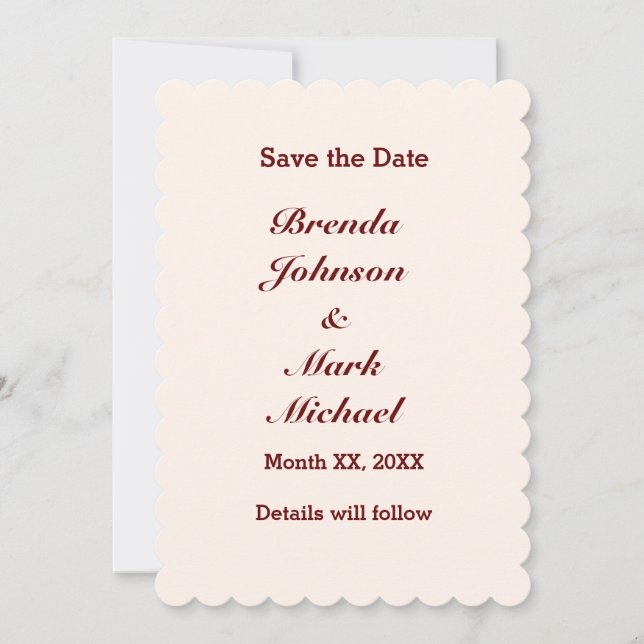 Personalised Bride & Groom Save the Date Flat Card (Front)