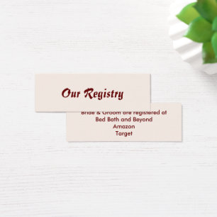 Personalised Bride & Groom Skinny Registry Card