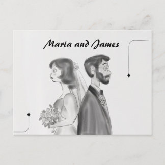 Personalised Bride & Groom - Vintage Postcard