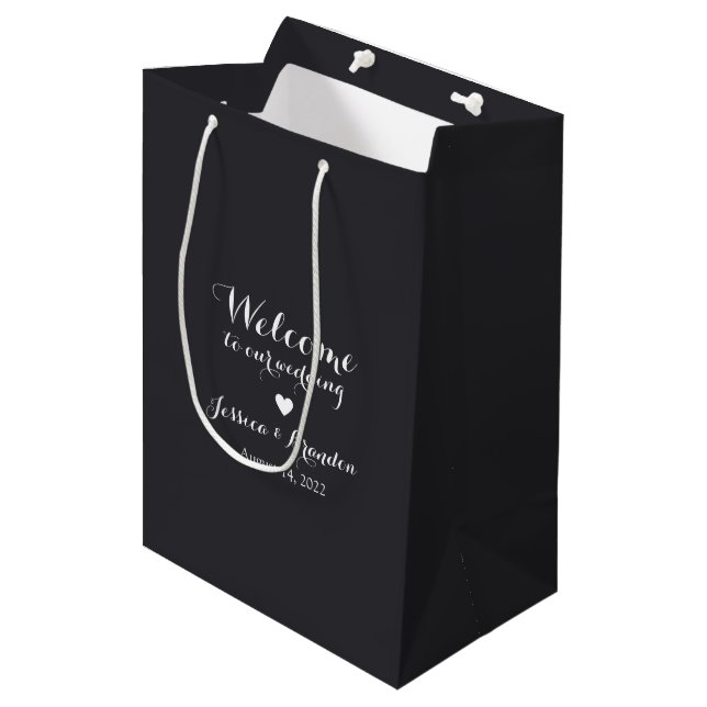 Personalised Bride & Groom Wedding Welcome Medium Gift Bag (Front Angled)