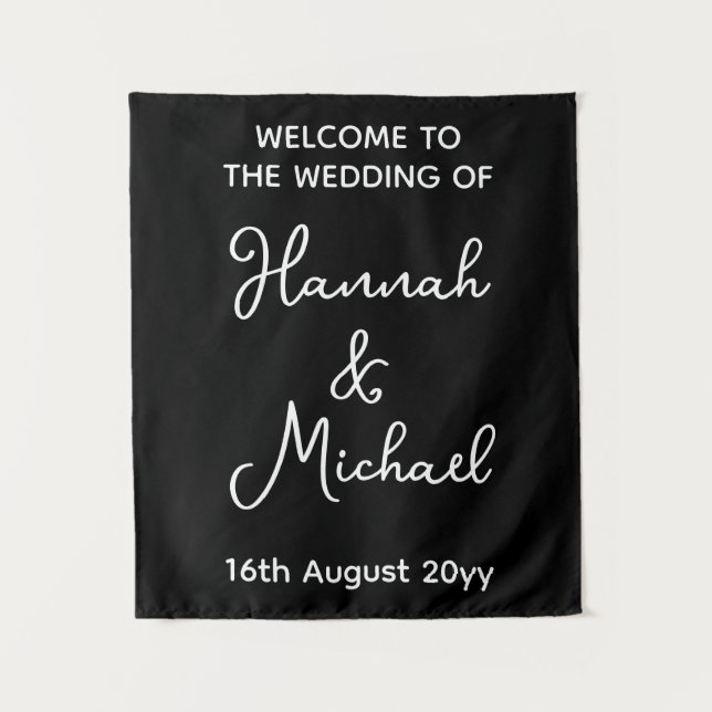Personalised Bride Groom Welcome to Wedding Fabric Tapestry (Front)