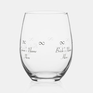 Personalised Bride & Groom's Names Infinity Symbol Stemless Wine Glass