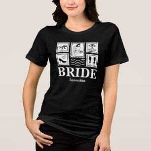Personalised Bride Stamp Collage Tri-Blend Shirt