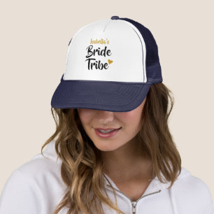 Personalised Bride Tribe  Bridal Shower Gold Heart Trucker Hat