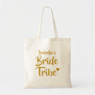 Personalised Bride Tribe Gold Heart Tote Bag