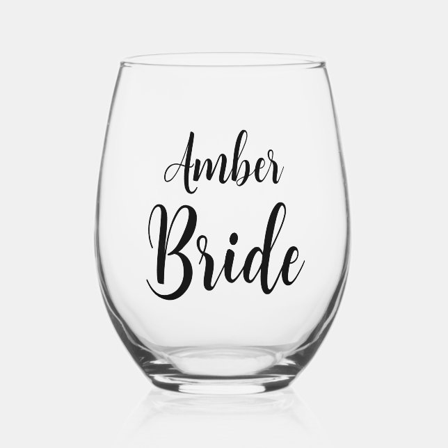 Personalised Bride Wine Glass (Front)