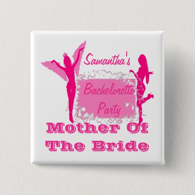 Personalised brides bachelorette party 15 cm square badge (Front)