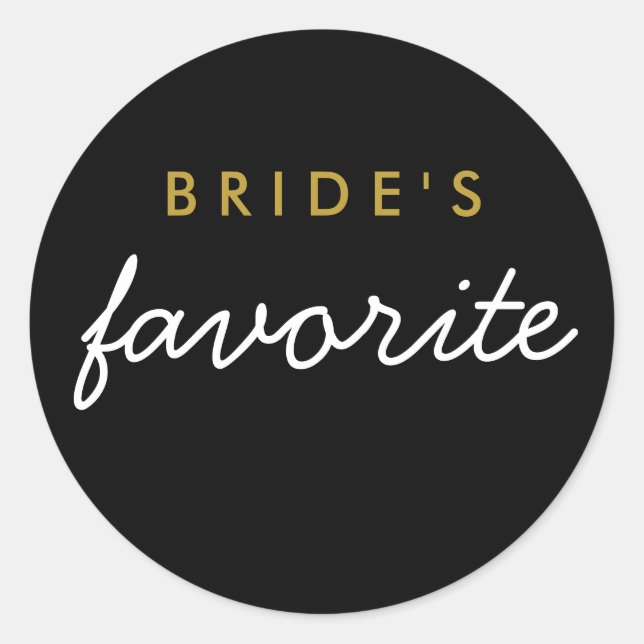 Personalised Bride's Favourite Sticker Black Gold (Front)
