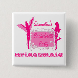 Personalised bridesmaid bachelorette party 15 cm square badge