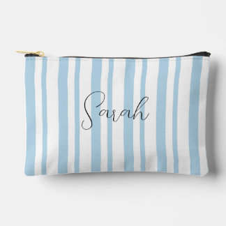 Personalised Bridesmaid Blue Striped Cosmetic Bag