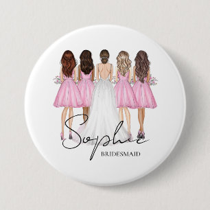 Personalised Bridesmaid Custom Name Gift 7.5 Cm Round Badge