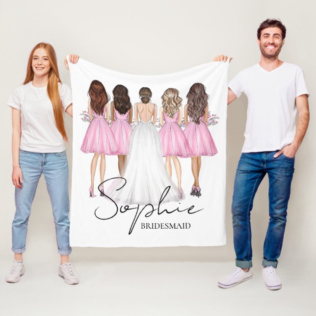 Personalised Bridesmaid Custom Name Gift Fleece Blanket (In Situ)