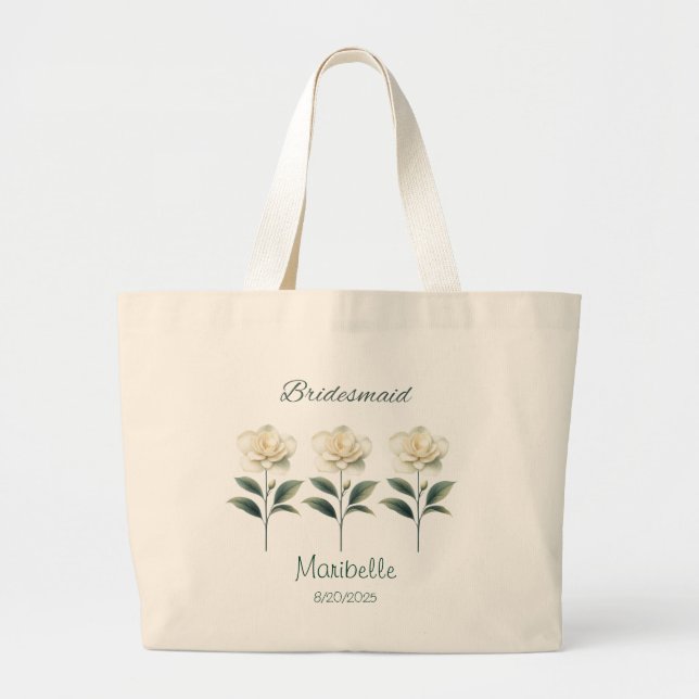 Personalised Bridesmaid Gardenia Tote Bag (Front)