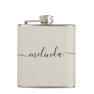Personalised Bridesmaid Gift Beige Wedding Hip Flask