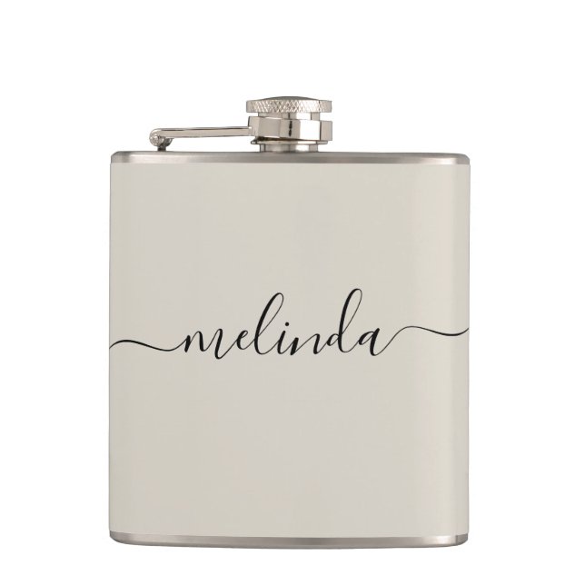Personalised Bridesmaid Gift Beige Wedding Hip Flask (Front)
