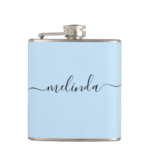 Personalised Bridesmaid Gift Pastel Blue Wedding Hip Flask