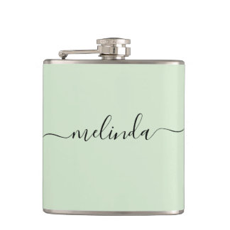 Personalised Bridesmaid Gift Pastel Green Wedding Hip Flask