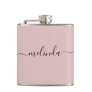 Personalised Bridesmaid Gift Pastel Pink Wedding Hip Flask