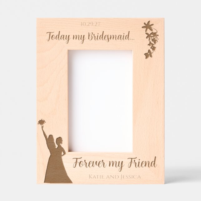 Personalised Bridesmaid Gift (portrait) Etched Frames (Front)