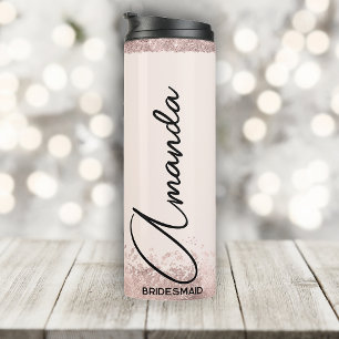 Personalised Bridesmaid Gift Rose Gold Bride Squad Thermal Tumbler