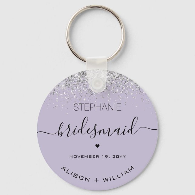 Personalised Bridesmaid Glitter confetti effect Key Ring (Front)