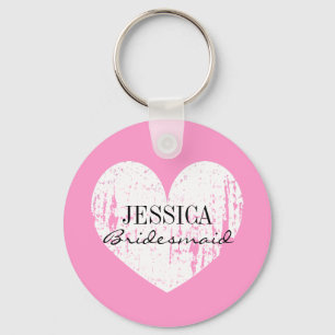 Personalised bridesmaid keychain Pink and heart