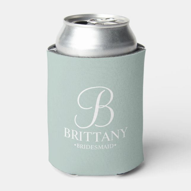 Personalised Bridesmaid Monogram and Name Can Cooler (Can Front)